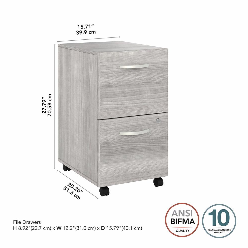 Bush Business Furniture Hybrid 2 Drawer Mobile File Cabinet - Assembled - Platinum Gray. Picture 5