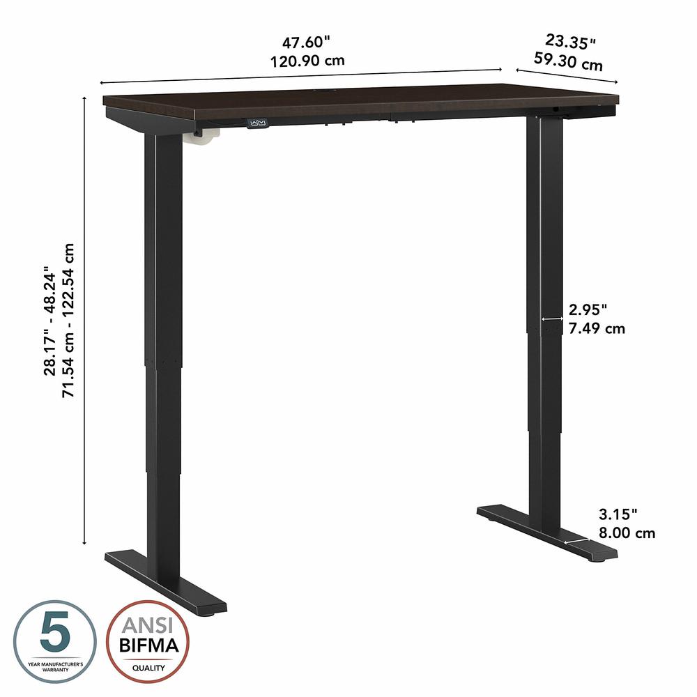 Move 40 Series by Bush Business Furniture 48W x 24D Electric Height Adjustable Standing Desk Mocha Cherry/Black Powder Coat. Picture 6