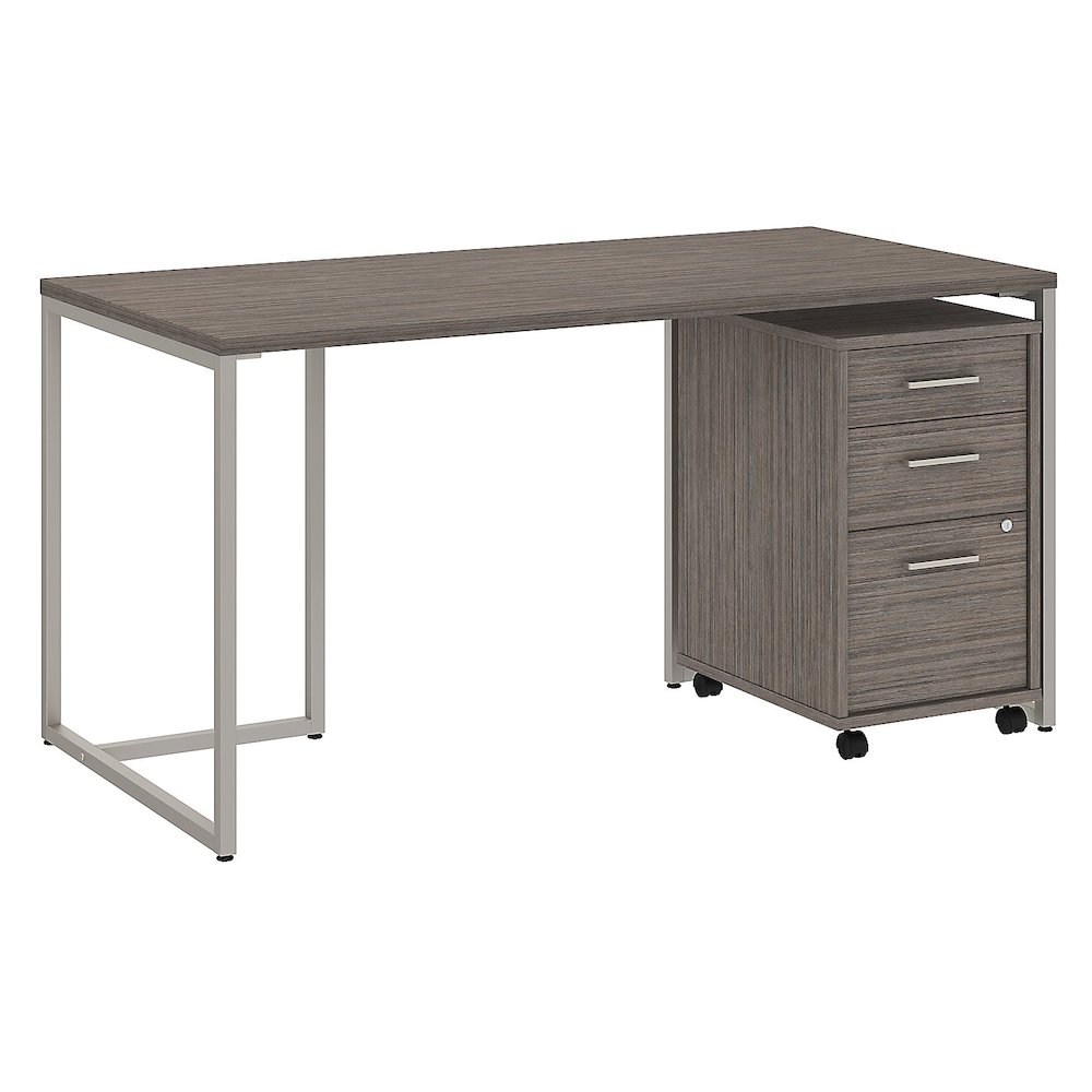 Office by kathy ireland® Method 60W Table Desk with 3 Drawer Mobile File Cabinet, Cocoa. The main picture.