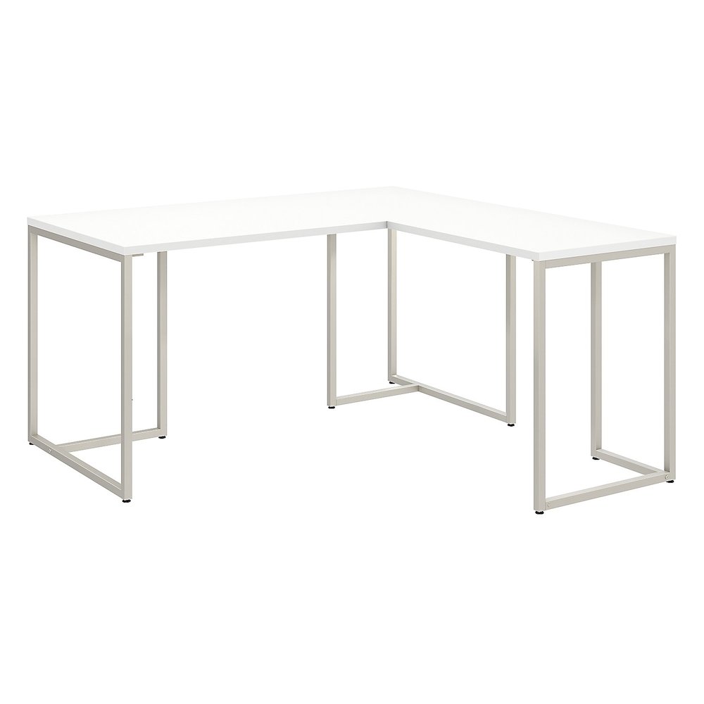 Method 60W L Shaped Desk with 30W Return in White. Picture 1