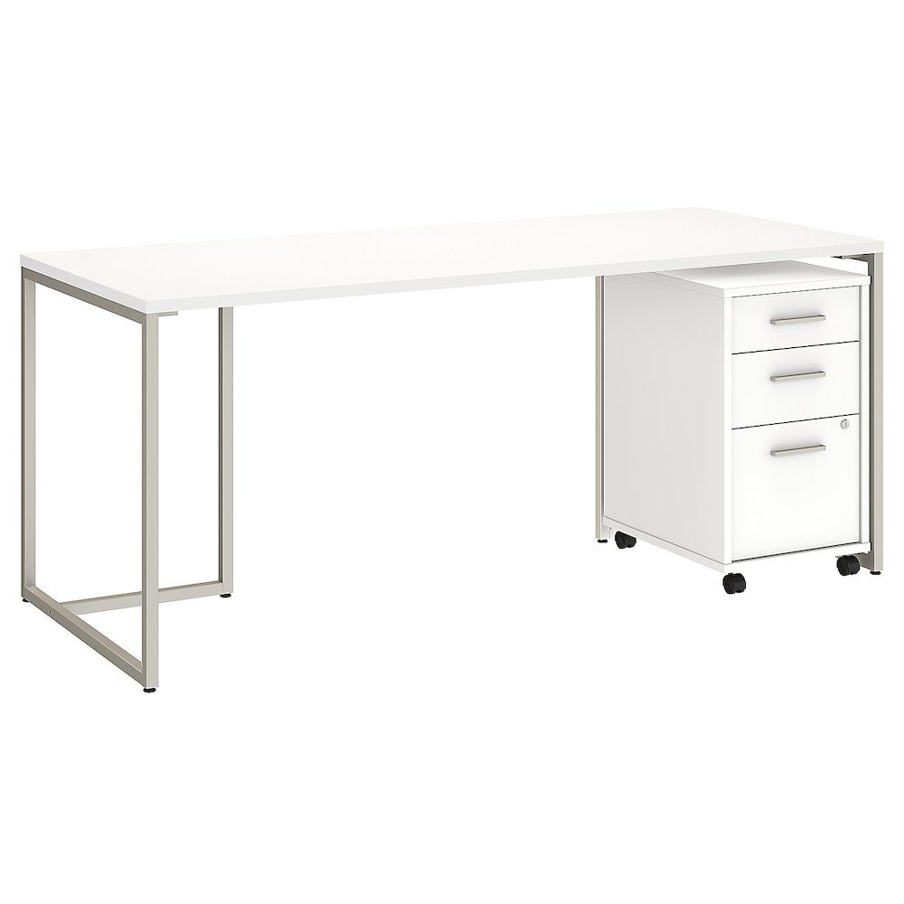 Method 72W Table Desk with 3 Drawer Mobile File Cabinet in White. Picture 1