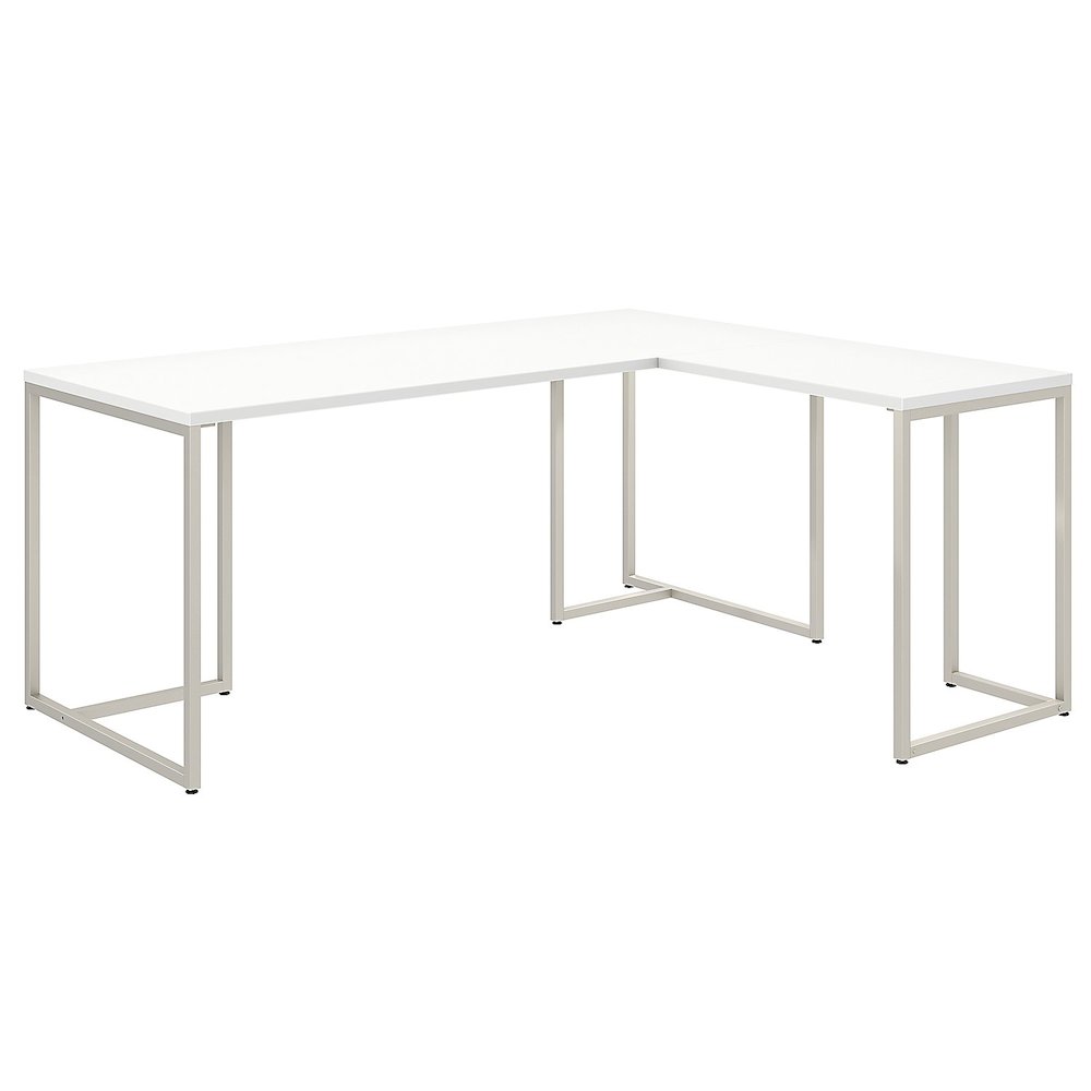 Method 72W L Shaped Desk with 30W Return in White. Picture 1