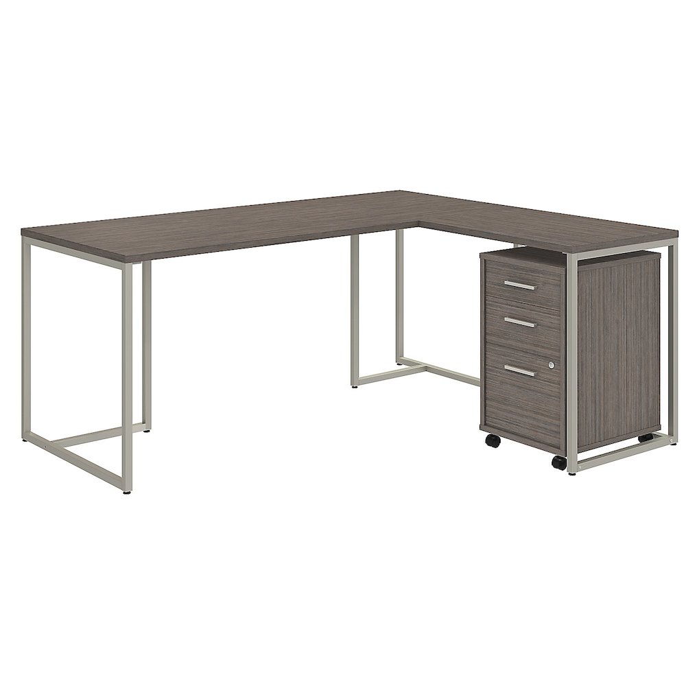 Office by kathy ireland® Method 72W L Shaped Desk with 30W Return and Mobile File Cabinet, Cocoa. Picture 1
