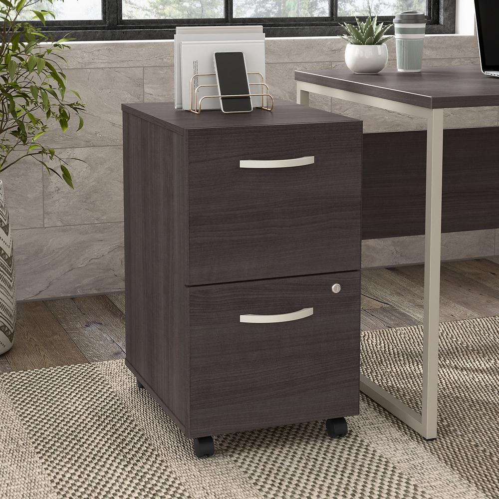 Bush Business Furniture Hybrid 2 Drawer Mobile File Cabinet - Assembled - Storm Gray. Picture 2