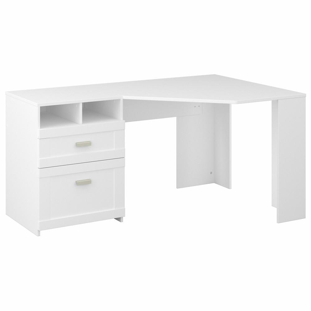 Bush Furniture Wheaton 60W Reversible Corner Desk with Storage in Pure White. Picture 1