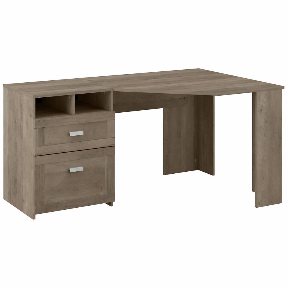 Bush Furniture Wheaton 60W Reversible Corner Desk with Storage in Driftwood Gray. Picture 1