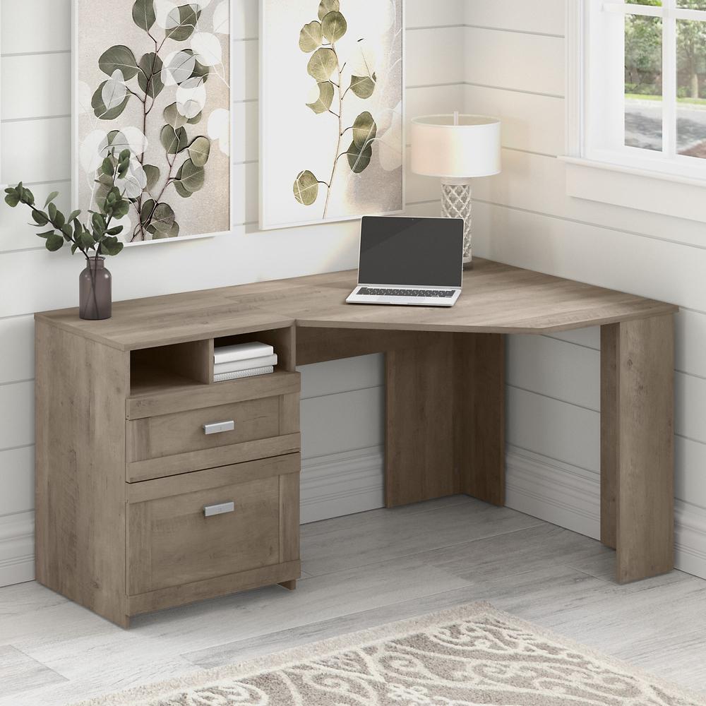 Bush Furniture Wheaton 60W Reversible Corner Desk with Storage in Driftwood Gray. Picture 2