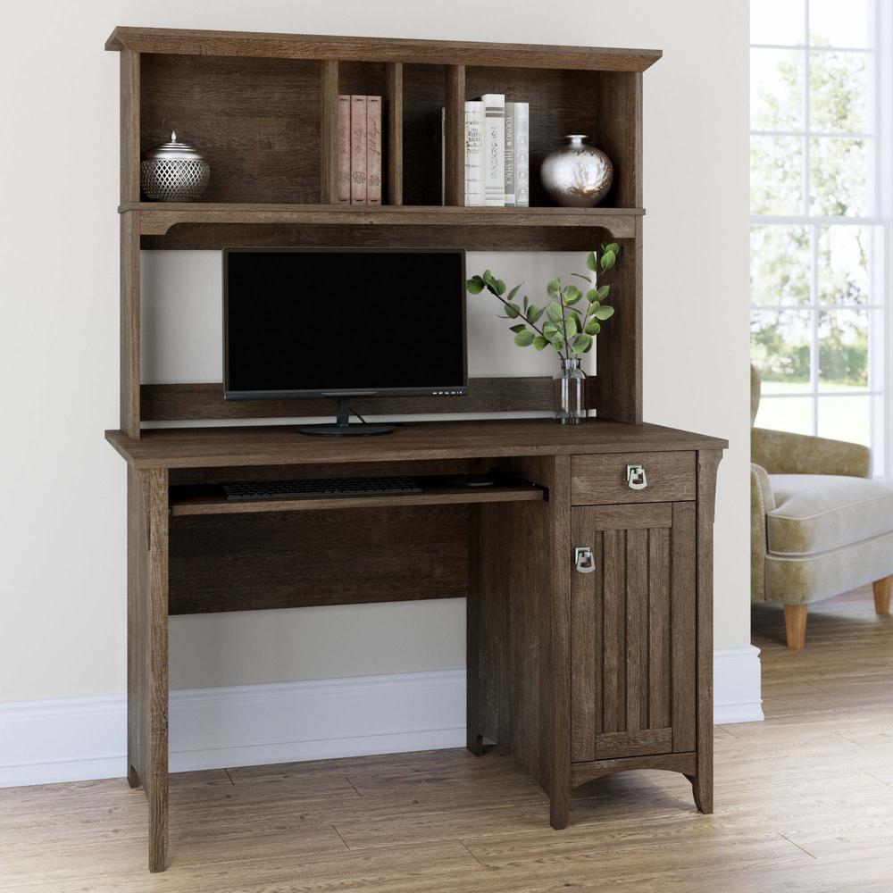 Salinas Small Computer Desk with Hutch in Ash Brown. Picture 5