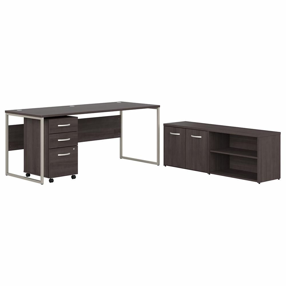 Bush Business Furniture Hybrid 72W x 30D Computer Table Desk with Storage and Mobile File Cabinet - Storm Gray/Storm Gray. Picture 1