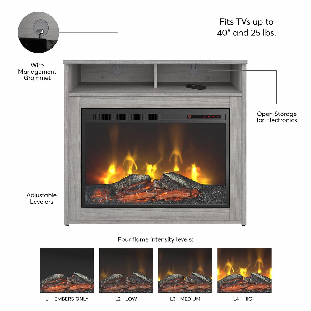 Bush Business Furniture 400 Series 32W Electric Fireplace with Shelf - Platinum Gray. Picture 3