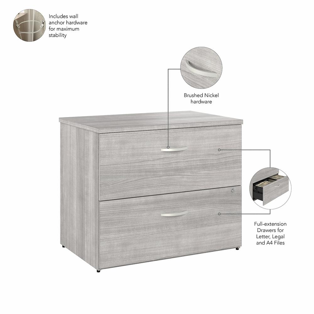 Bush Business Furniture Hybrid 2 Drawer Lateral File Cabinet - Assembled - Platinum Gray. Picture 3