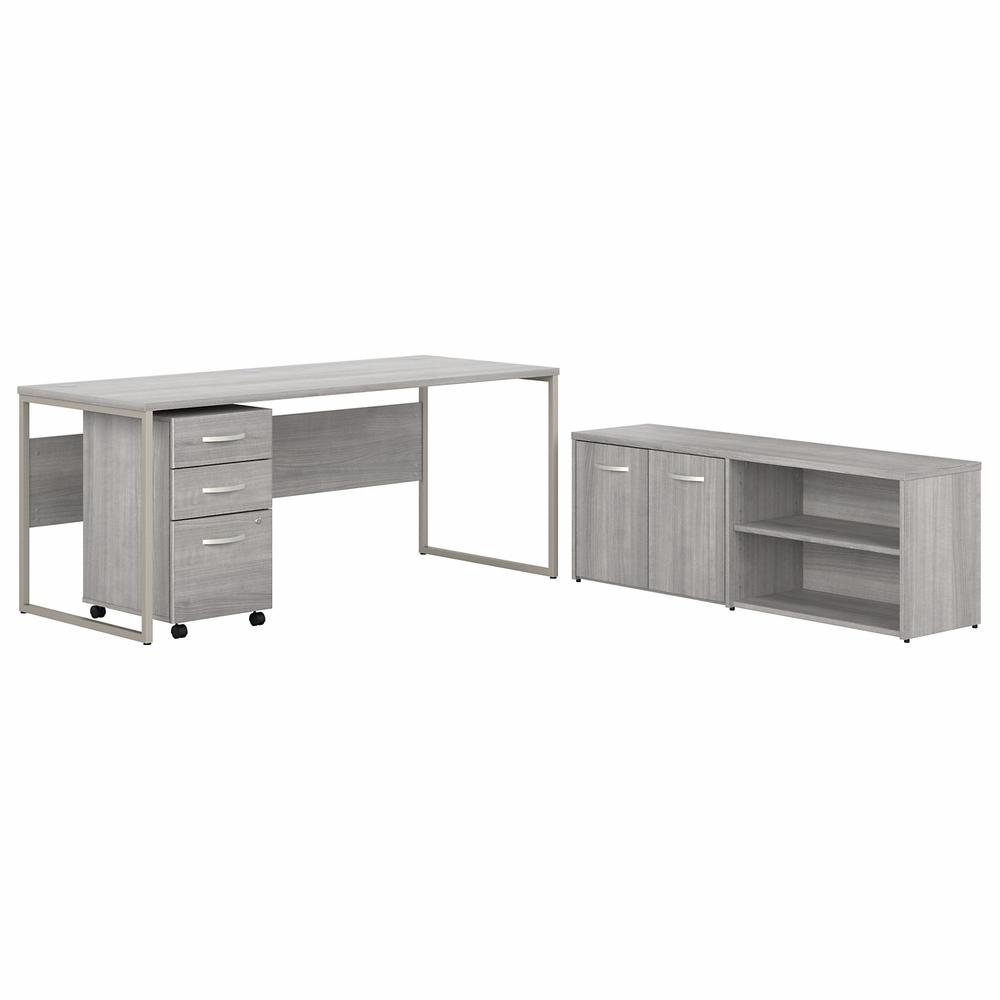 Bush Business Furniture Hybrid 72W x 30D Computer Table Desk with Storage and Mobile File Cabinet - Platinum Gray/Platinum Gray. Picture 1