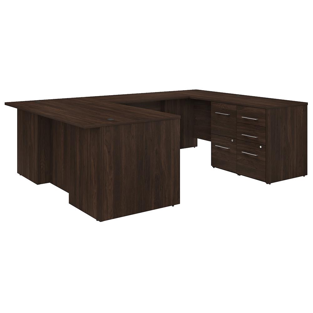 Bush Business Furniture Office 500 72W U Shaped Executive Desk with Drawers, Black Walnut. Picture 1