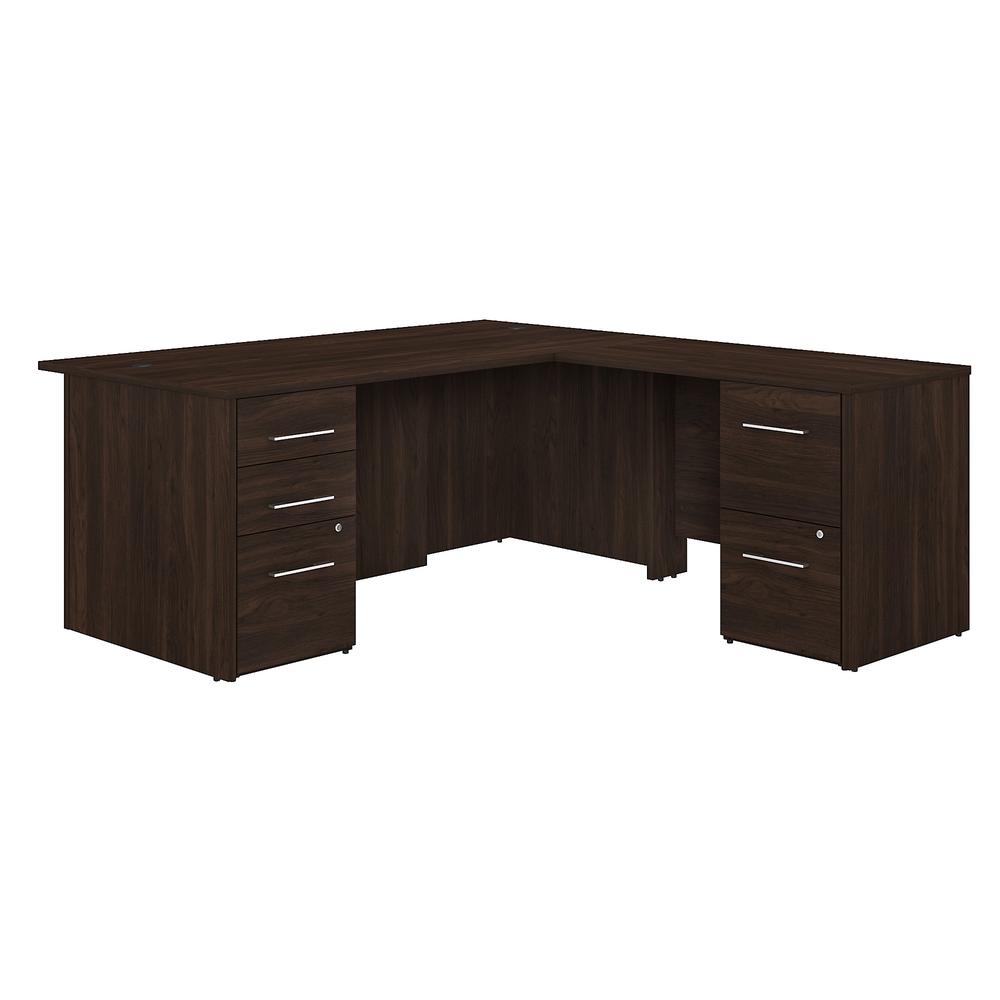 Bush Business Furniture Office 500 72W L Shaped Executive Desk with Drawers, Black Walnut. Picture 1