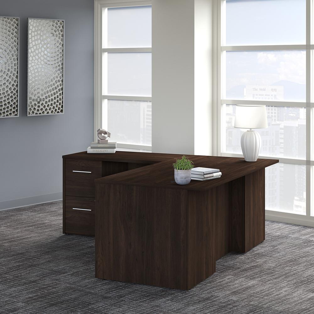 Bush Business Furniture Office 500 72W L Shaped Executive Desk with Drawers, Black Walnut. Picture 2