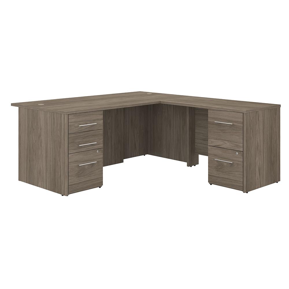 Bush Business Furniture Office 500 72W L Shaped Executive Desk with Drawers, Modern Hickory. Picture 1