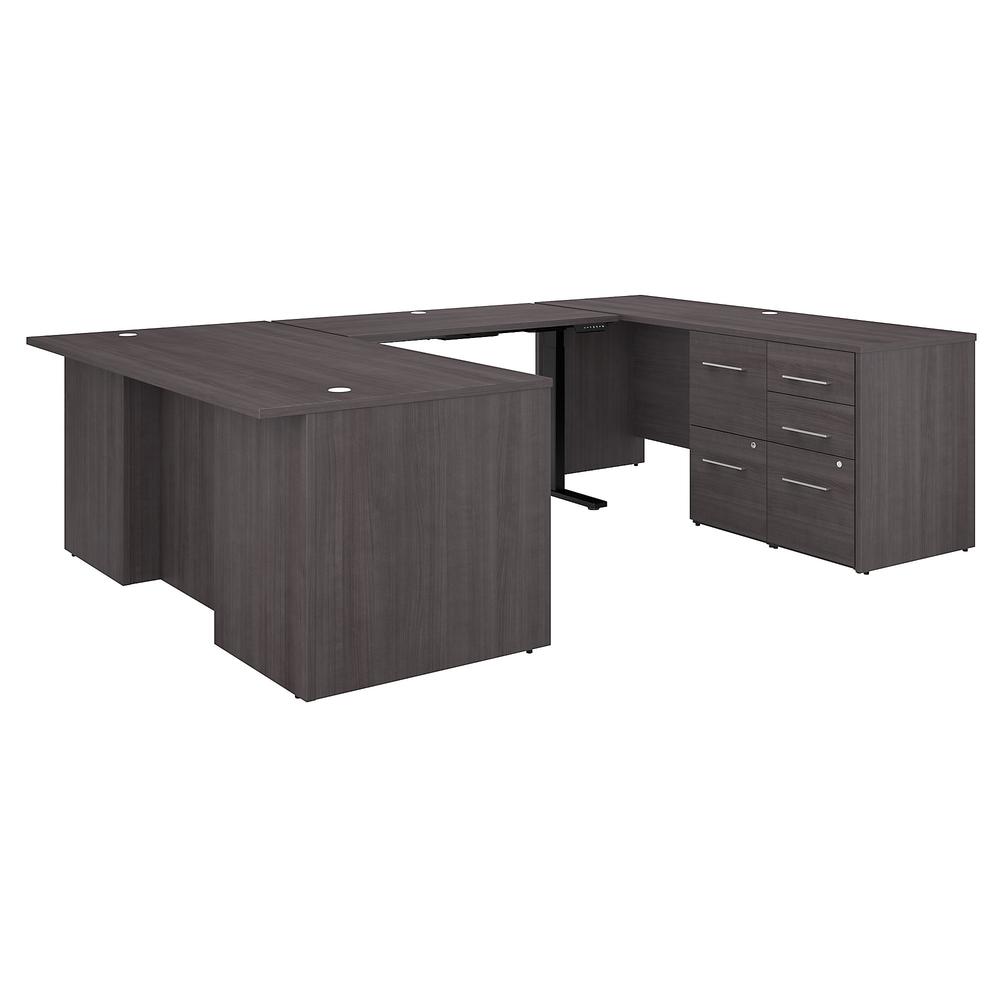 Bush Business Furniture Office 500 72W Height Adjustable U Shaped Executive Desk with Drawers, Storm Gray. Picture 1