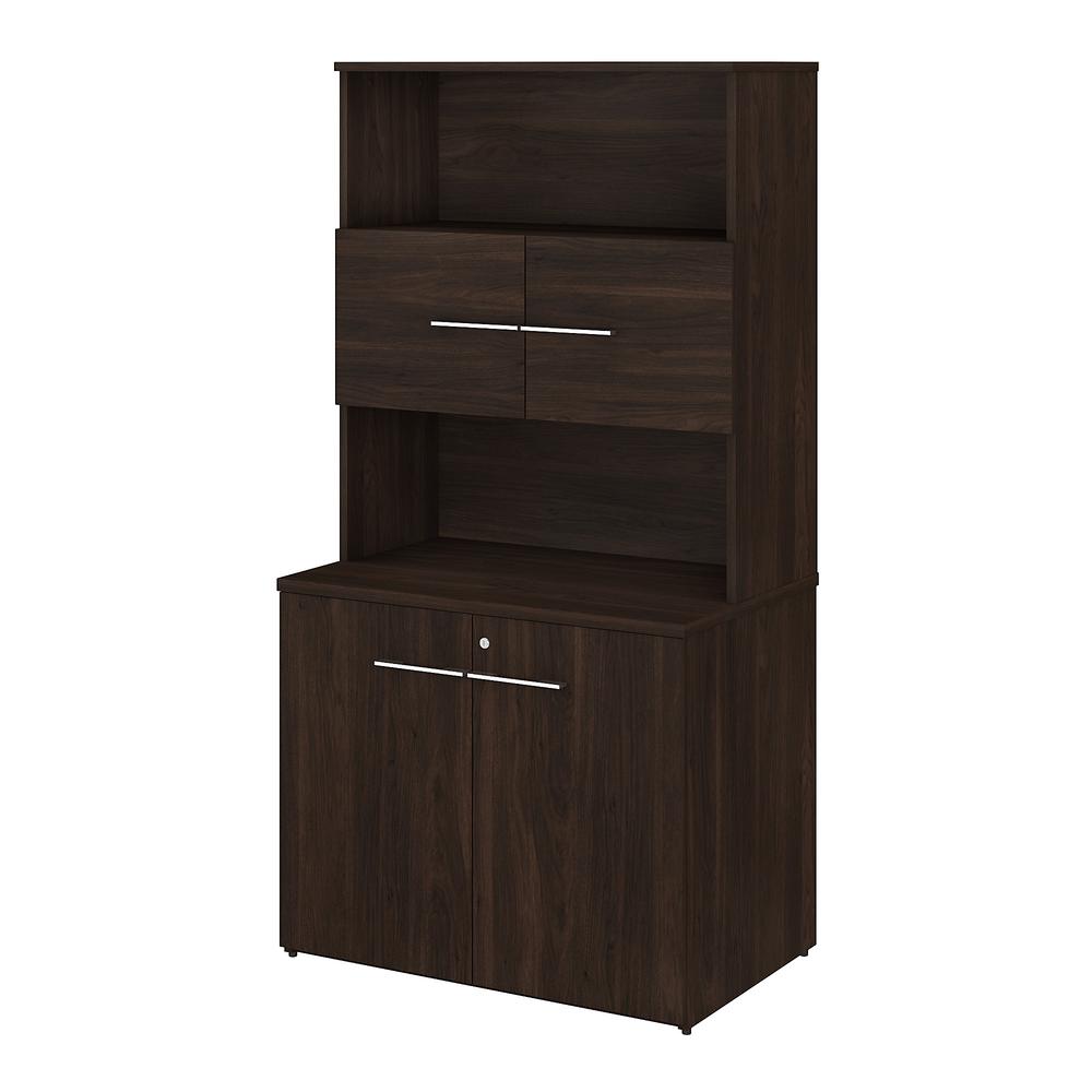 Bush Business Furniture Office 500 36W Tall Storage Cabinet with Doors and Shelves, Black Walnut. Picture 1