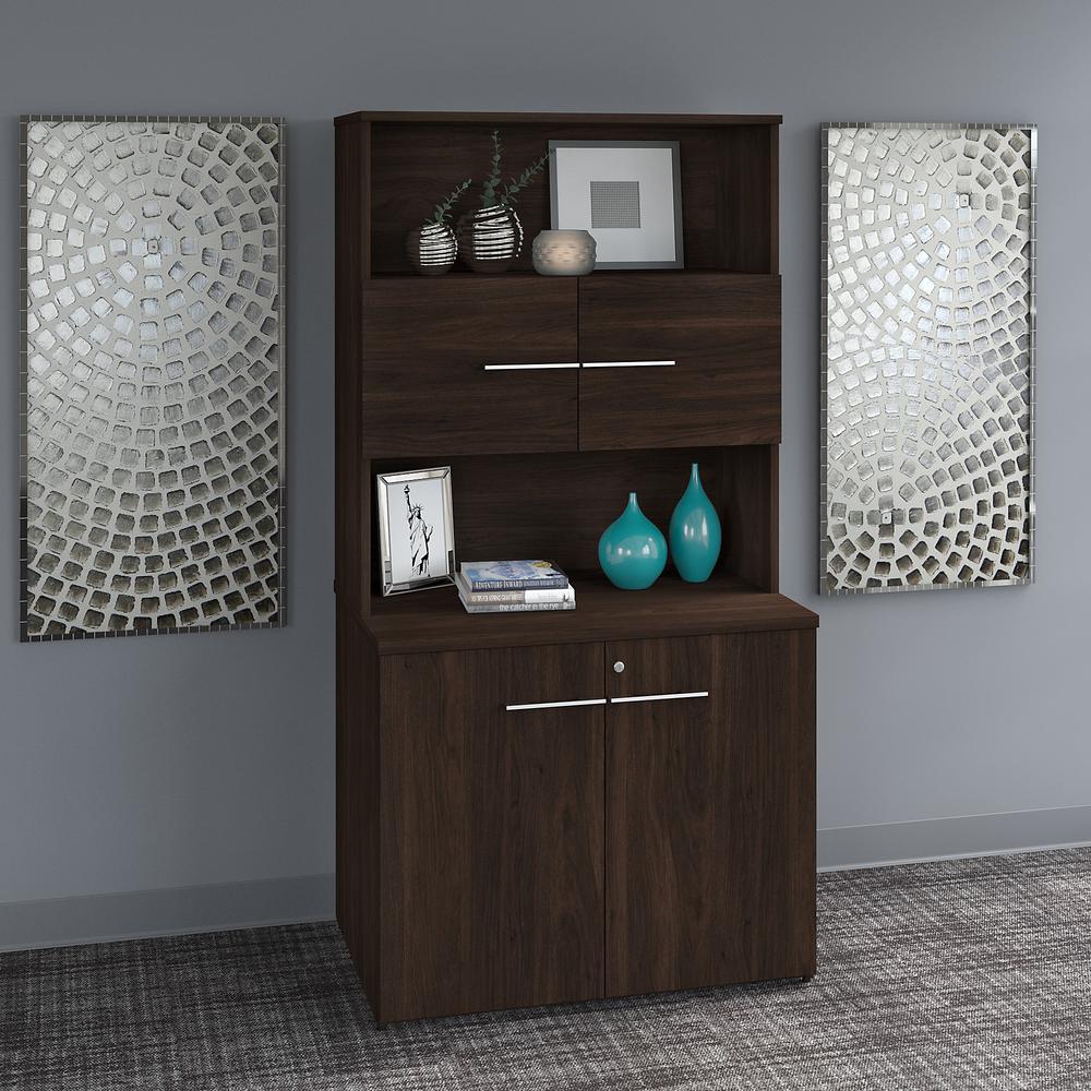 Bush Business Furniture Office 500 36W Tall Storage Cabinet with Doors and Shelves, Black Walnut. Picture 2