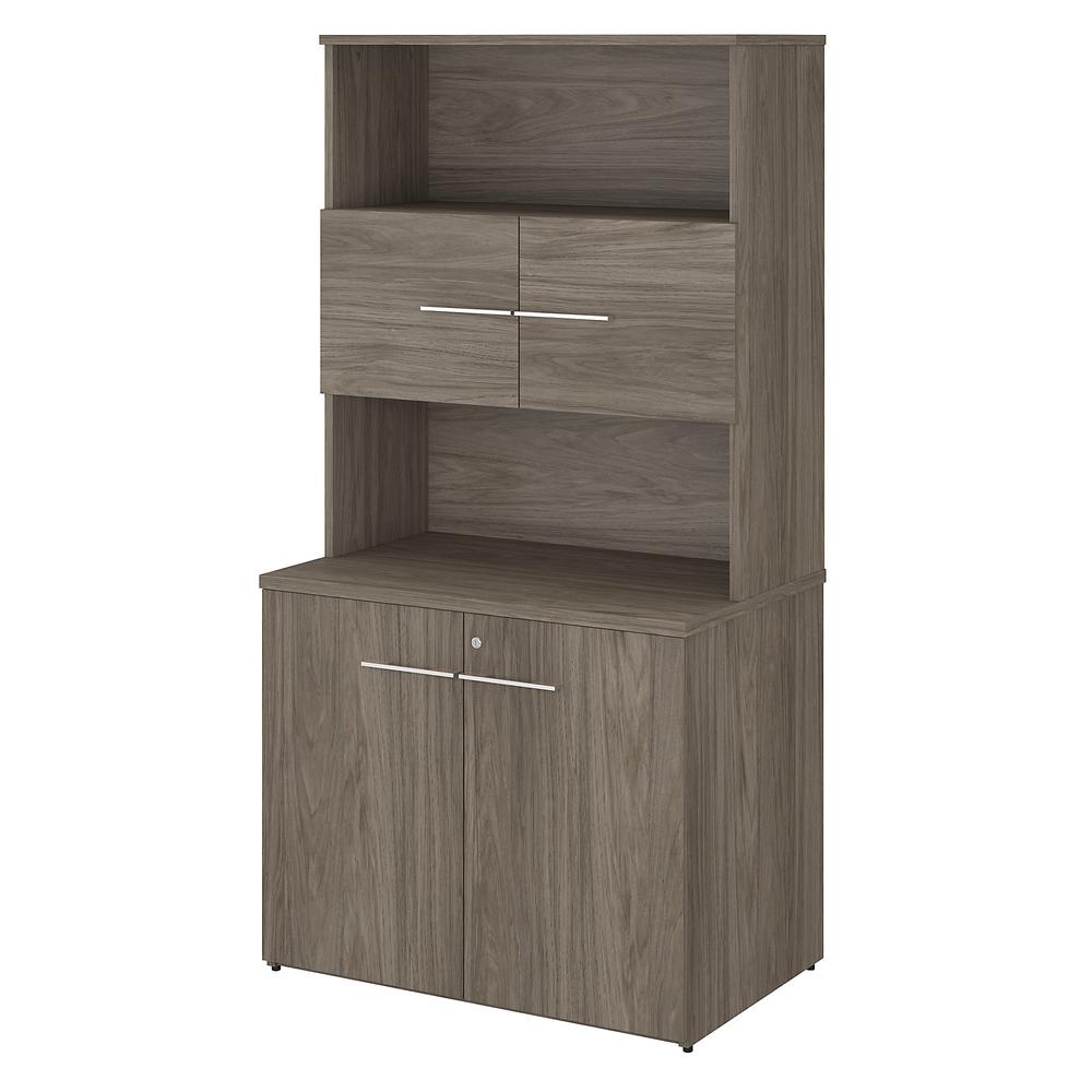 Bush Business Furniture Office 500 36W Tall Storage Cabinet with Doors and Shelves, Modern Hickory. Picture 1