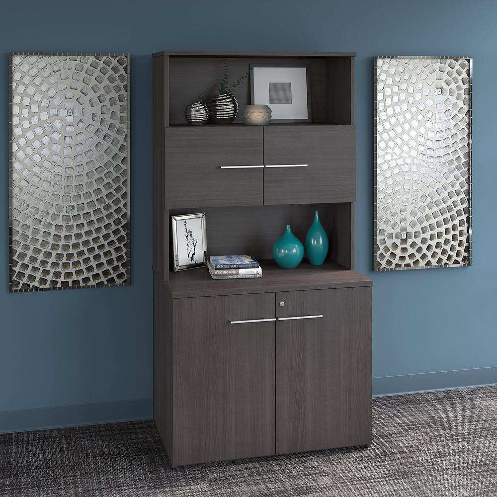 Bush Business Furniture Office 500 36W Tall Storage Cabinet with Doors and Shelves, Storm Gray. Picture 2