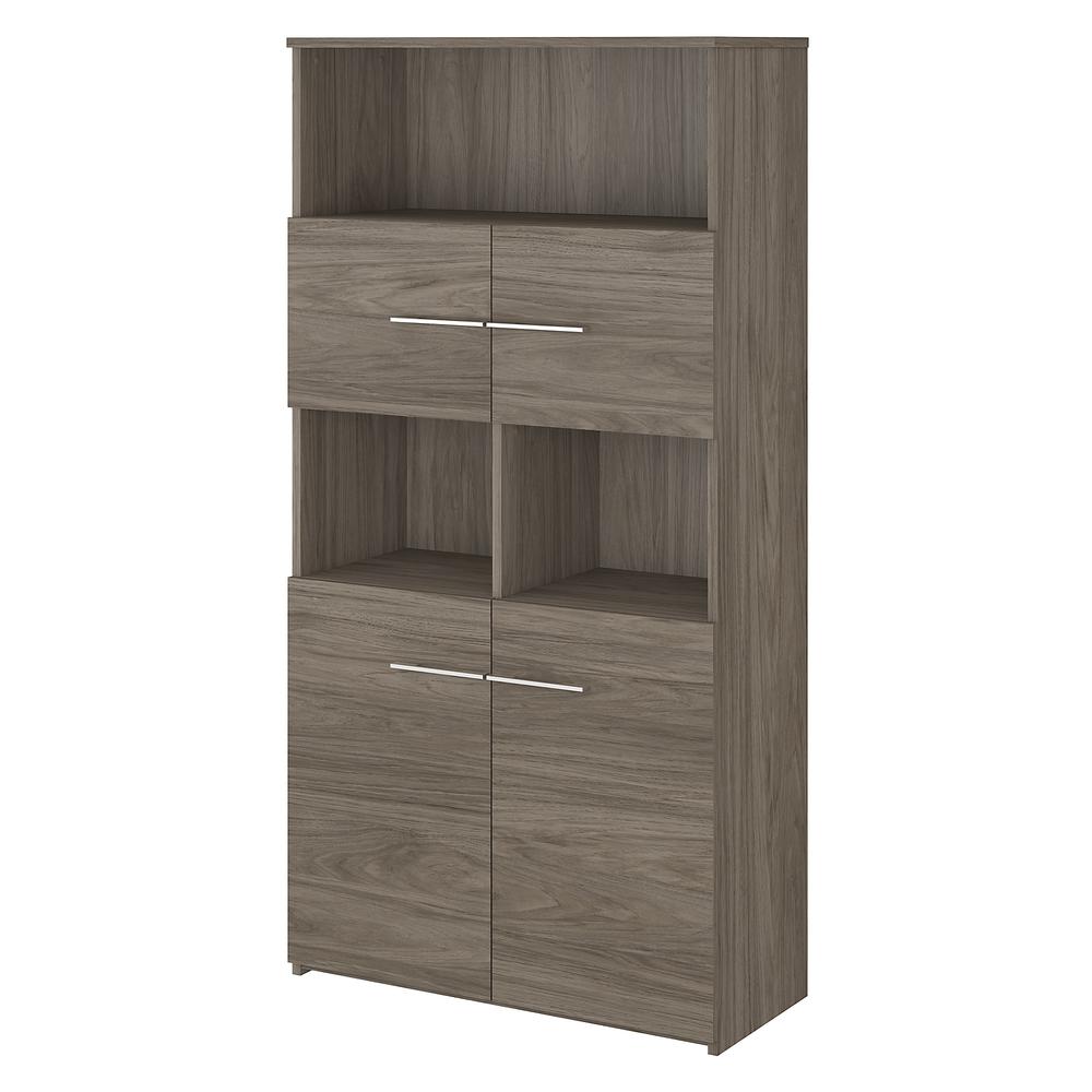 Bush Business Furniture Office 500 5 Shelf Bookcase with Doors, Modern Hickory. Picture 1