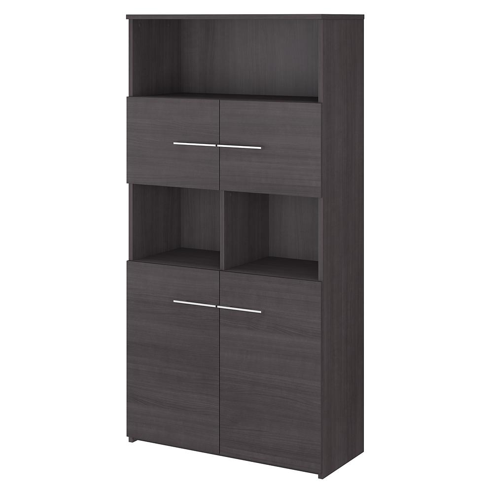 Bush Business Furniture Office 500 5 Shelf Bookcase with Doors, Storm Gray. The main picture.