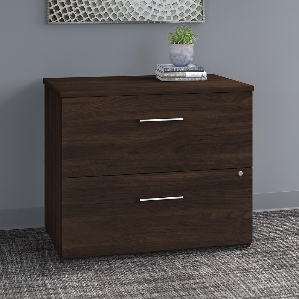 Bush Business Furniture Office 500 36W 2 Drawer Lateral File Cabinet - Assembled, Black Walnut. Picture 2