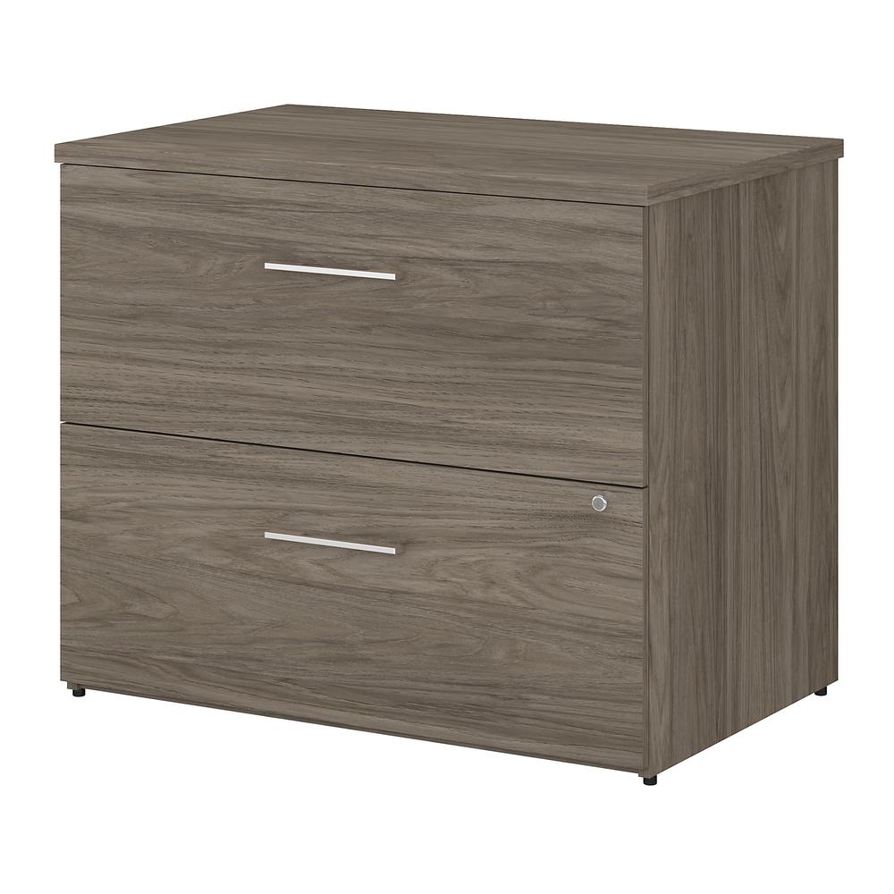 Bush Business Furniture Office 500 36W 2 Drawer Lateral File Cabinet - Assembled, Modern Hickory. Picture 1