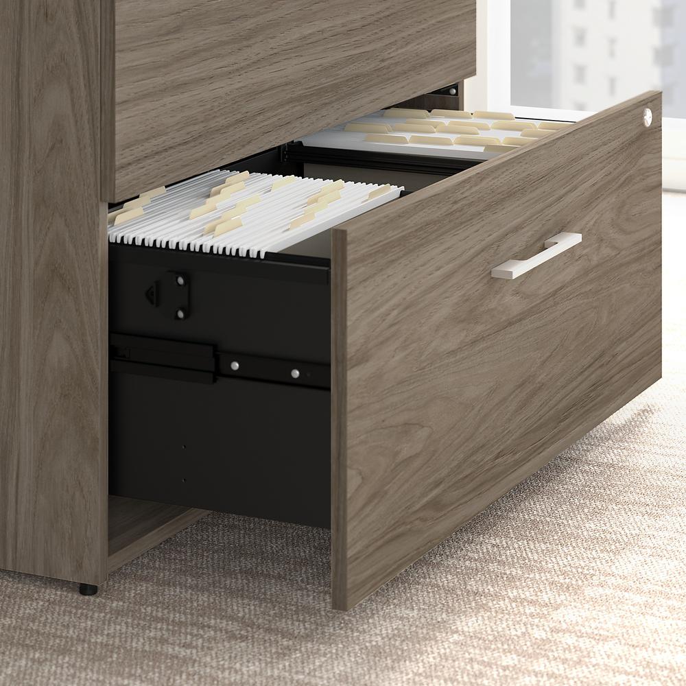 Bush Business Furniture Office 500 36W 2 Drawer Lateral File Cabinet - Assembled, Modern Hickory. Picture 3