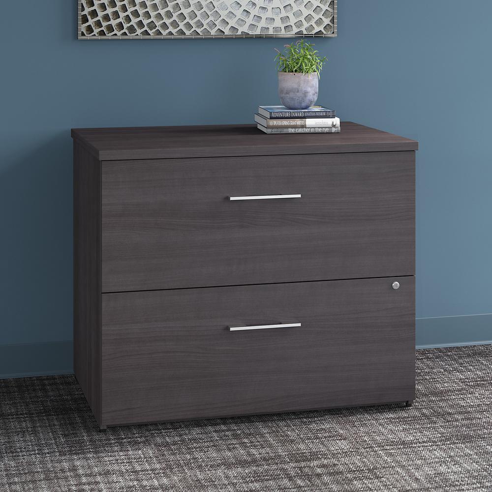 Bush Business Furniture Office 500 36W 2 Drawer Lateral File Cabinet - Assembled, Storm Gray. Picture 2