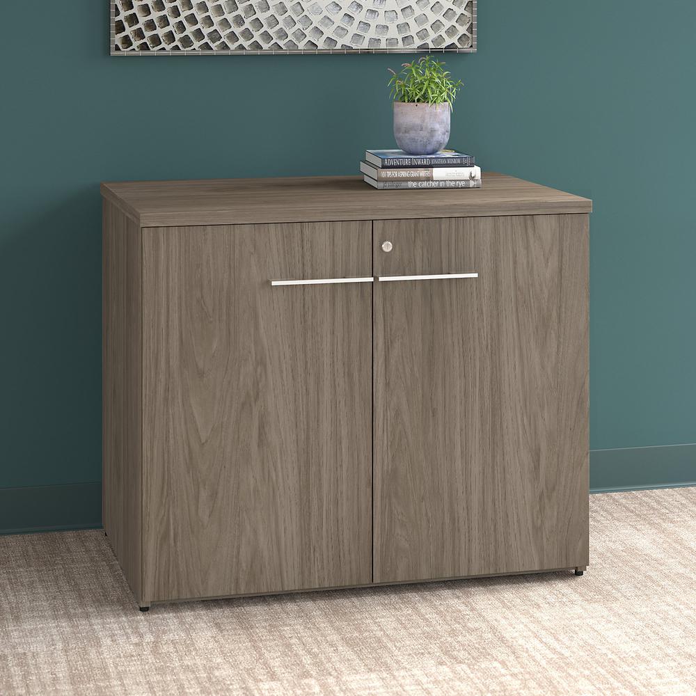 Bush Business Furniture Office 500 36W Storage Cabinet with Doors - Assembled, Modern Hickory. Picture 2