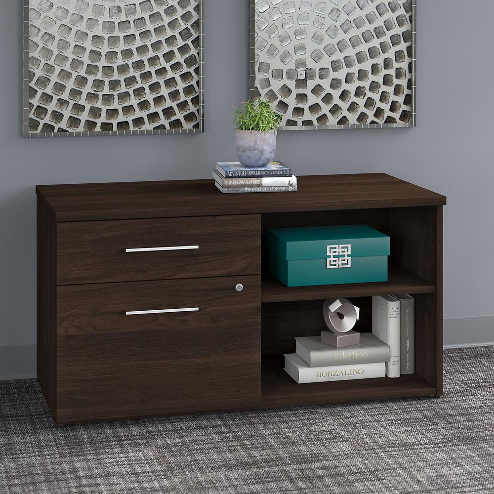 Bush Business Furniture Office 500 Low Storage Cabinet with Drawers and Shelves, Black Walnut. Picture 2