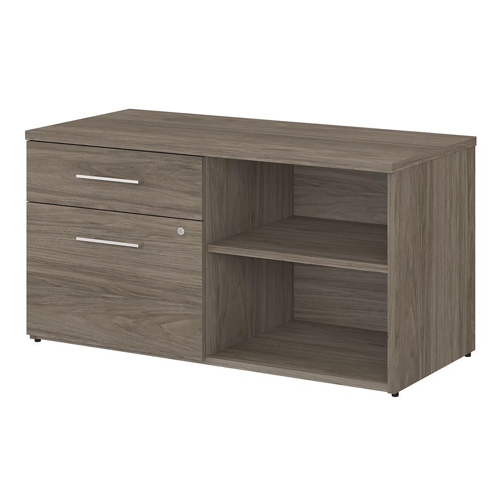 Bush Business Furniture Office 500 Low Storage Cabinet with Drawers and Shelves, Modern Hickory. Picture 1