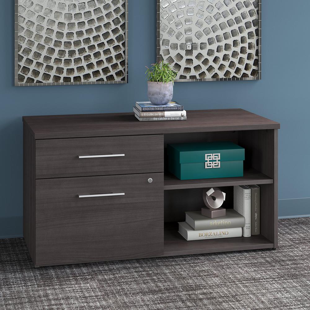 Bush Business Furniture Office 500 Low Storage Cabinet with Drawers and Shelves, Storm Gray. Picture 2