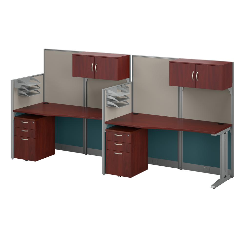 2 Person Straight Cubicle Desks with Storage, Drawers, and Organizers. Picture 1