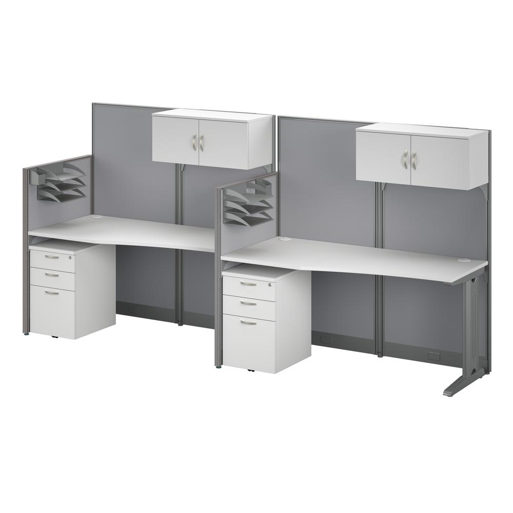 2 Person Straight Cubicle Desks with Storage, Drawers, and Organizers. Picture 3