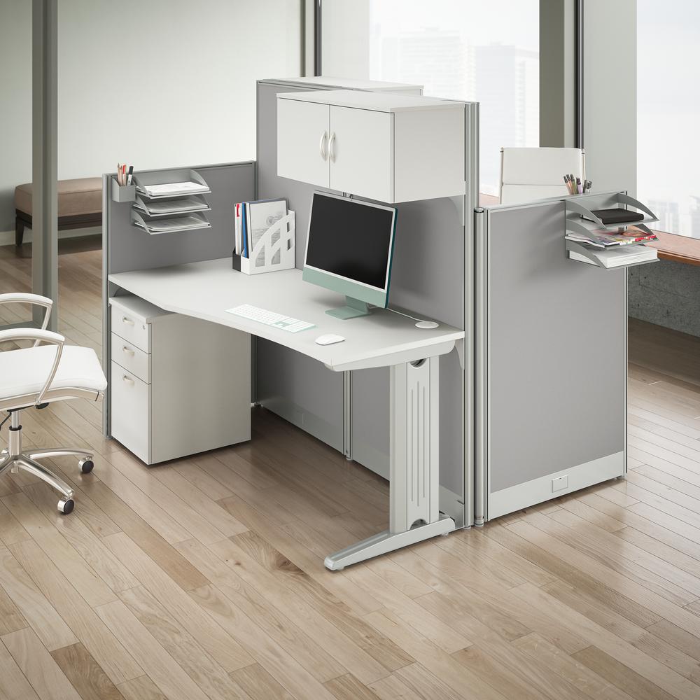 2 Person Straight Cubicle Desks with Storage, Drawers, and Organizers. Picture 6