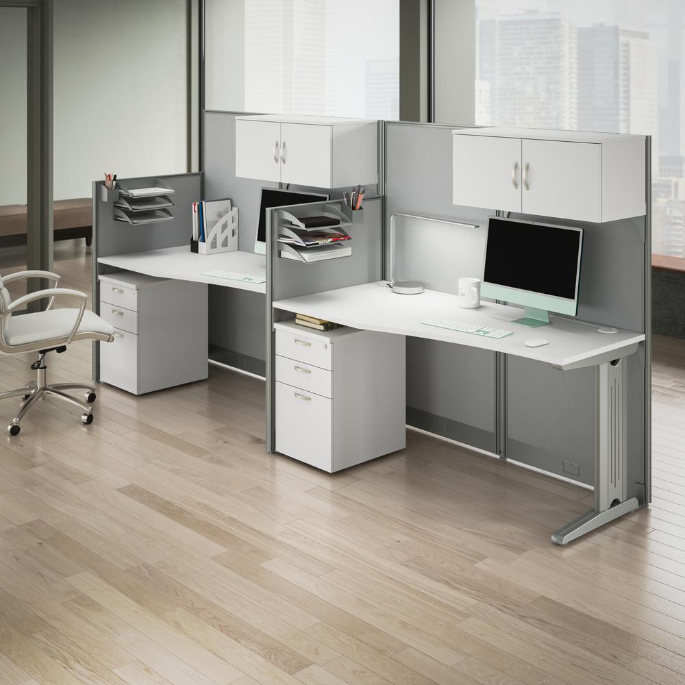 2 Person Straight Cubicle Desks with Storage, Drawers, and Organizers. Picture 7