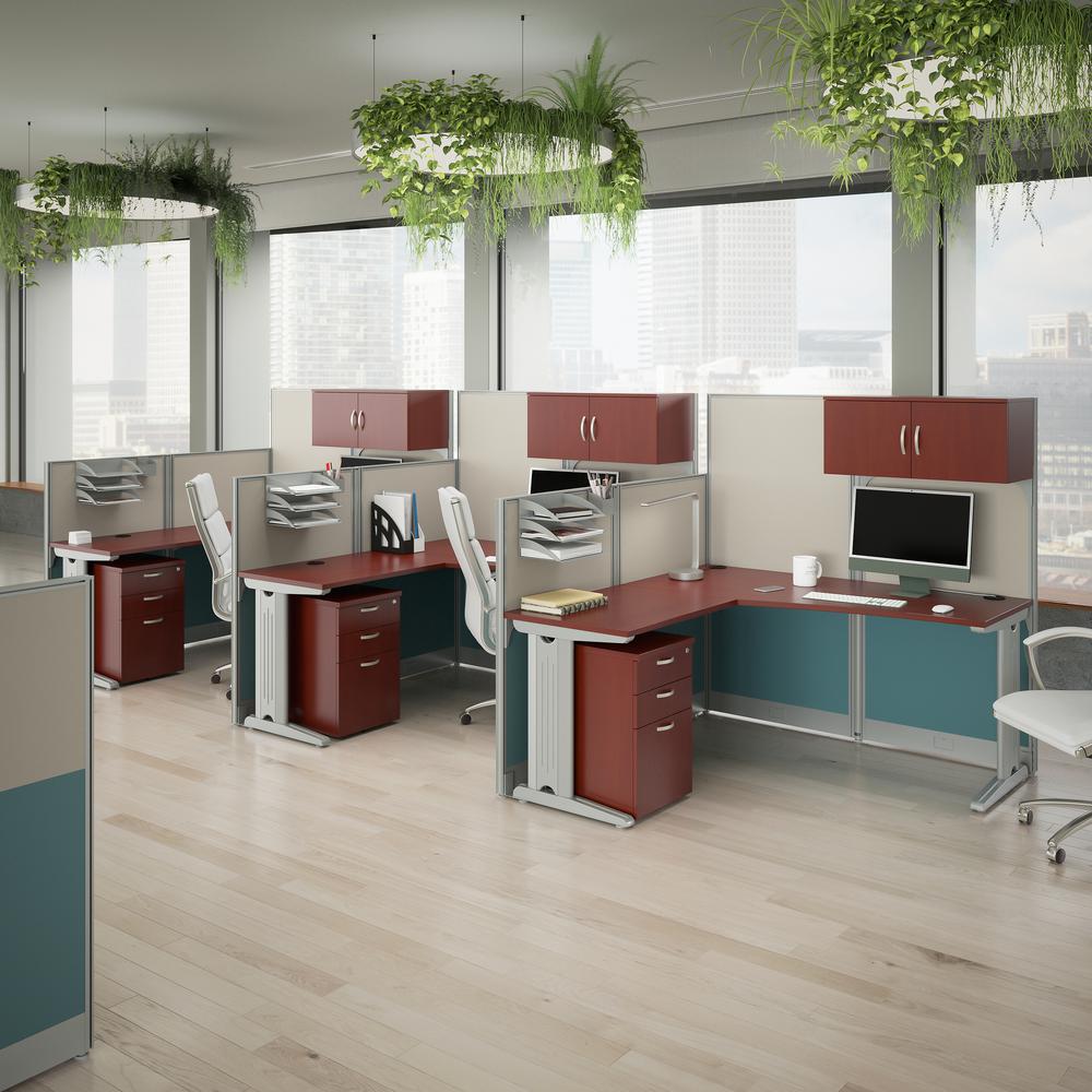 3 Person L Shaped Cubicle Desks with Storage, Drawers, and Organizers. Picture 7