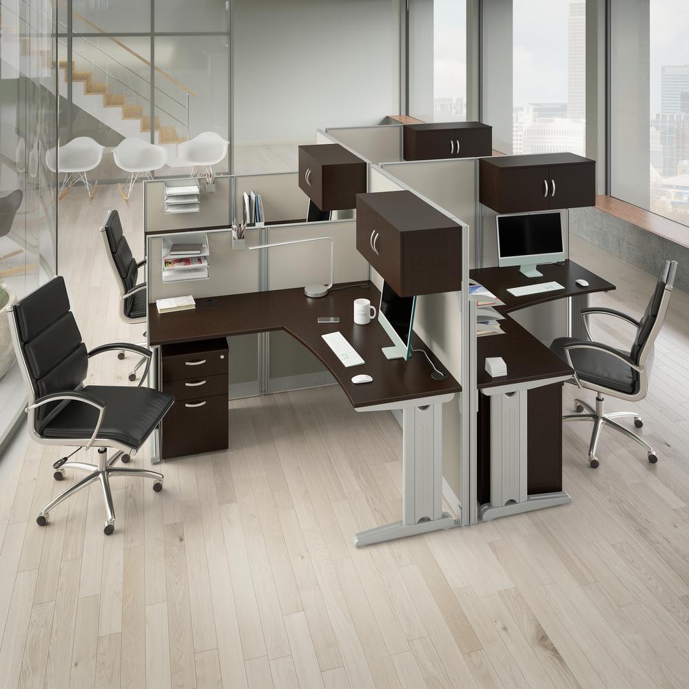 4 Person L Shaped Cubicle Desks with Storage, Drawers, and Organizers. Picture 7