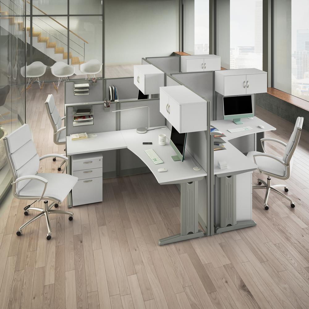 4 Person L Shaped Cubicle Desks with Storage, Drawers, and Organizers. Picture 7
