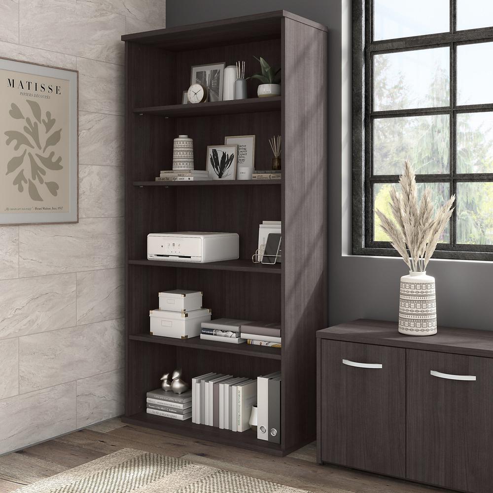 Bush Business Furniture Hybrid Tall 5 Shelf Bookcase - Storm Gray. Picture 2