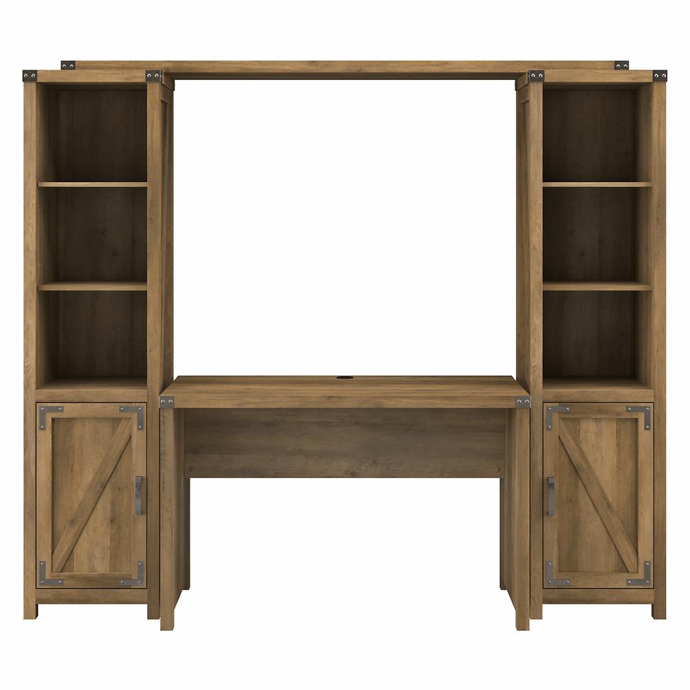 Cottage Grove 48W Farmhouse Writing Desk with Bookshelves - Reclaimed Pine. Picture 1