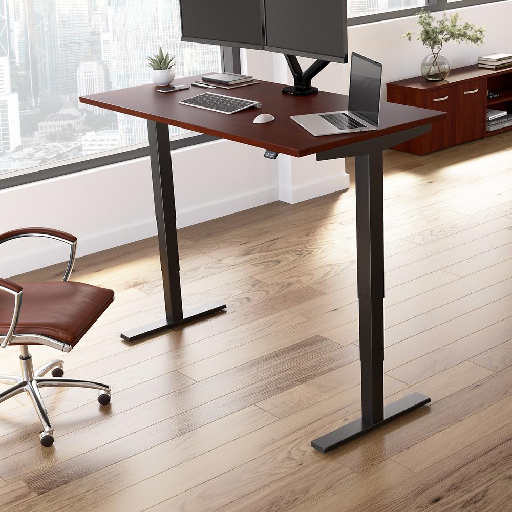 Move 40 Series by Bush Business Furniture 60W x 30D Electric Height Adjustable Standing Desk Hansen Cherry/Black Powder Coat. Picture 2