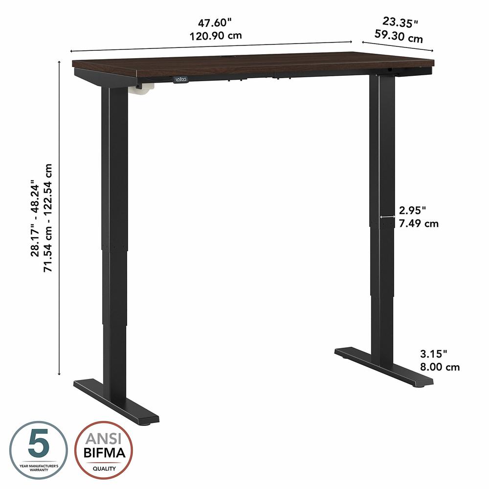 Move 40 Series by Bush Business Furniture 48W x 24D Electric Height Adjustable Standing Desk Black Walnut/Black Powder Coat. Picture 6
