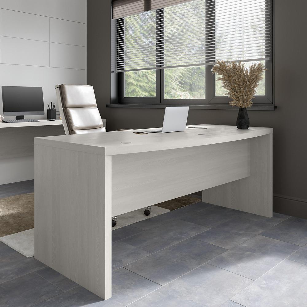 Echo 72W Bow Front Desk in Gray Sand. Picture 2