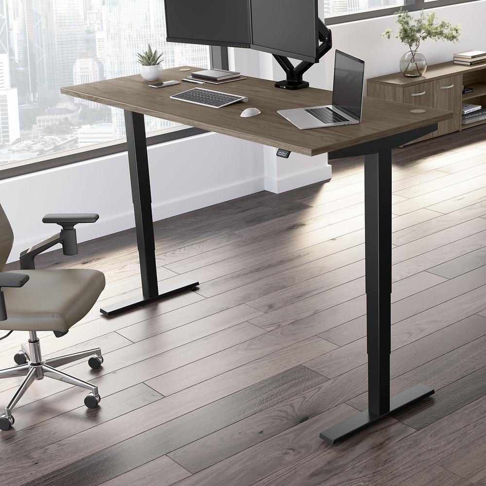 Move 40 Series by Bush Business Furniture 72W x 30D Electric Height Adjustable Standing Desk Modern Hickory/Black Powder Coat. Picture 2