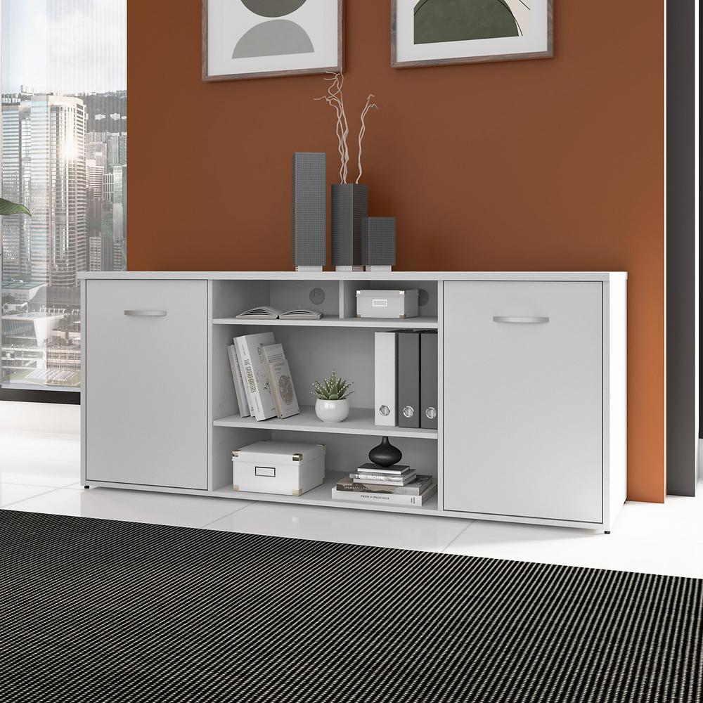 Bush Business Furniture Studio C 60W Office Storage Cabinet with Doors and Electric Fireplace - Platinum Gray. Picture 2
