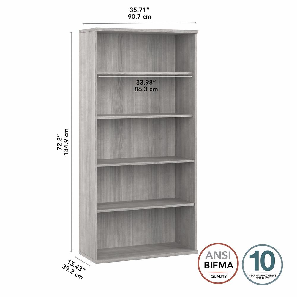 Bush Business Furniture Hybrid Tall 5 Shelf Bookcase - Platinum Gray. Picture 5